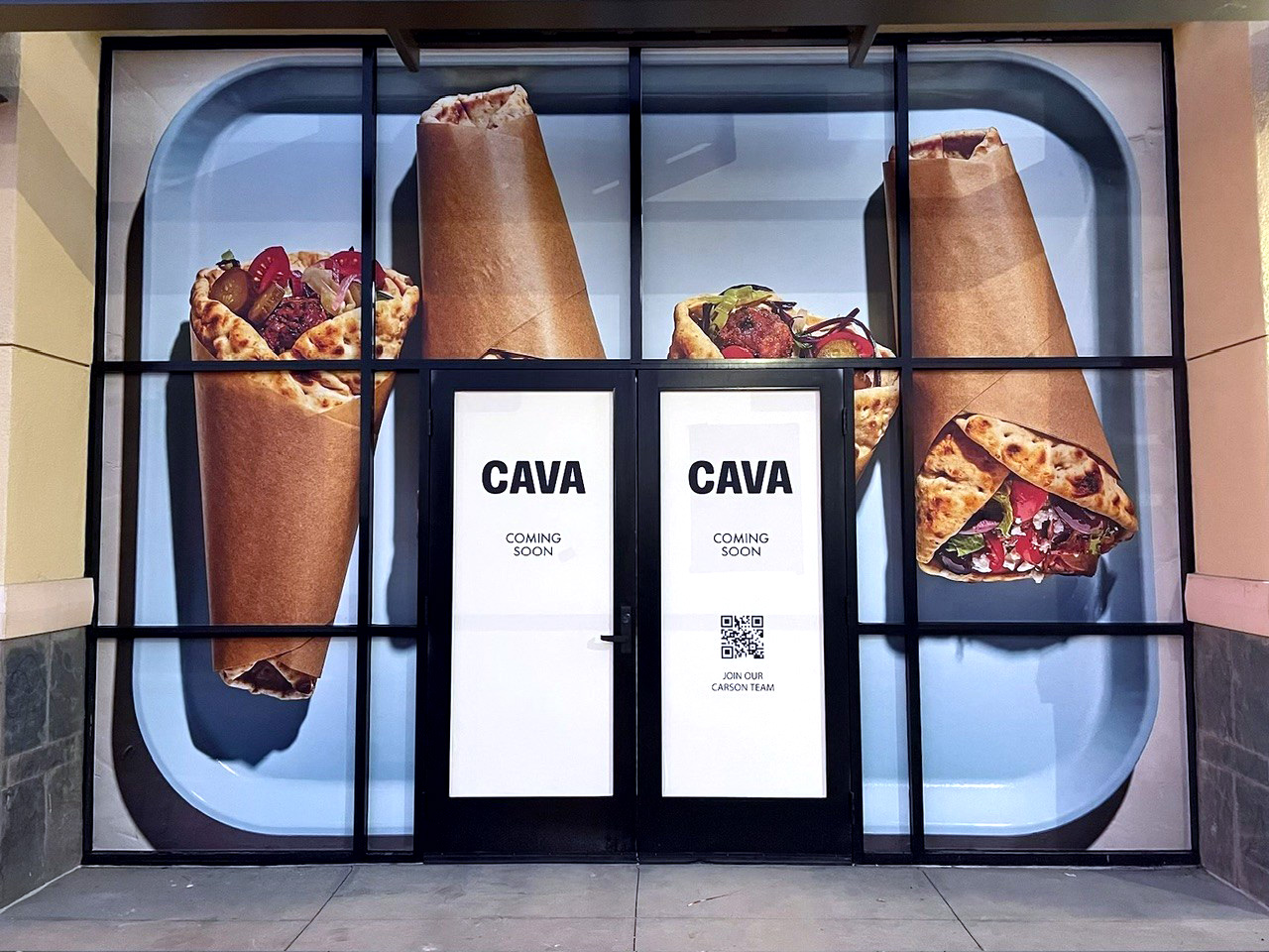 Cava pre-opening, window signage.